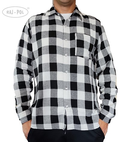 Koszula flanelowa wzór kratka biało-czarna