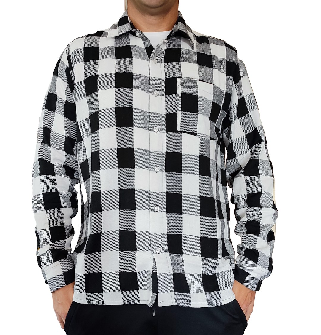 Koszula flanelowa wzór kratka biało-czarna