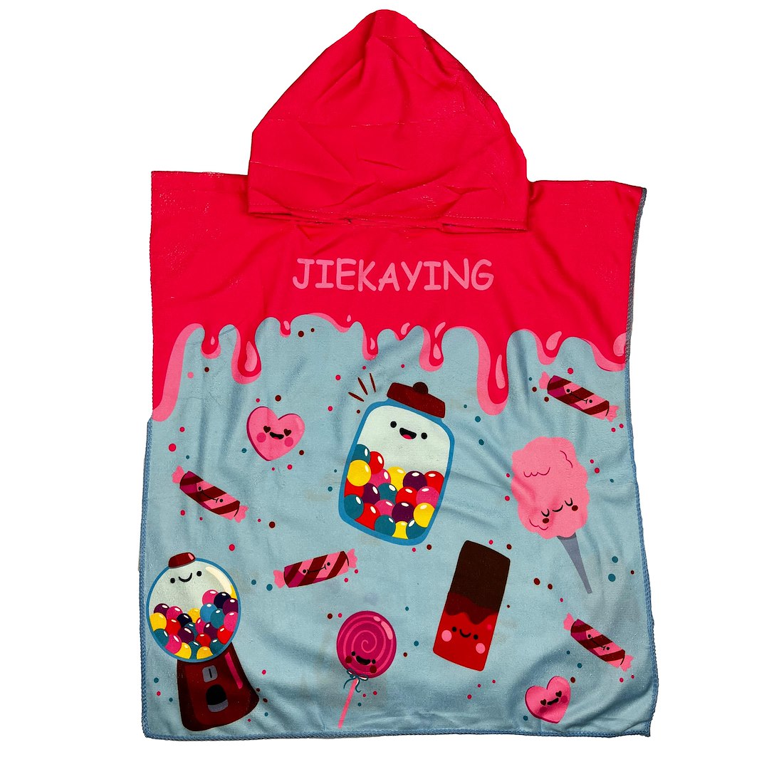 RĘCZNIK KĄPIELOWY PLAŻOWY PONCHO CUKIERKI