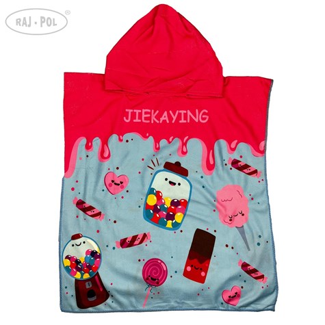 RĘCZNIK KĄPIELOWY PLAŻOWY PONCHO CUKIERKI