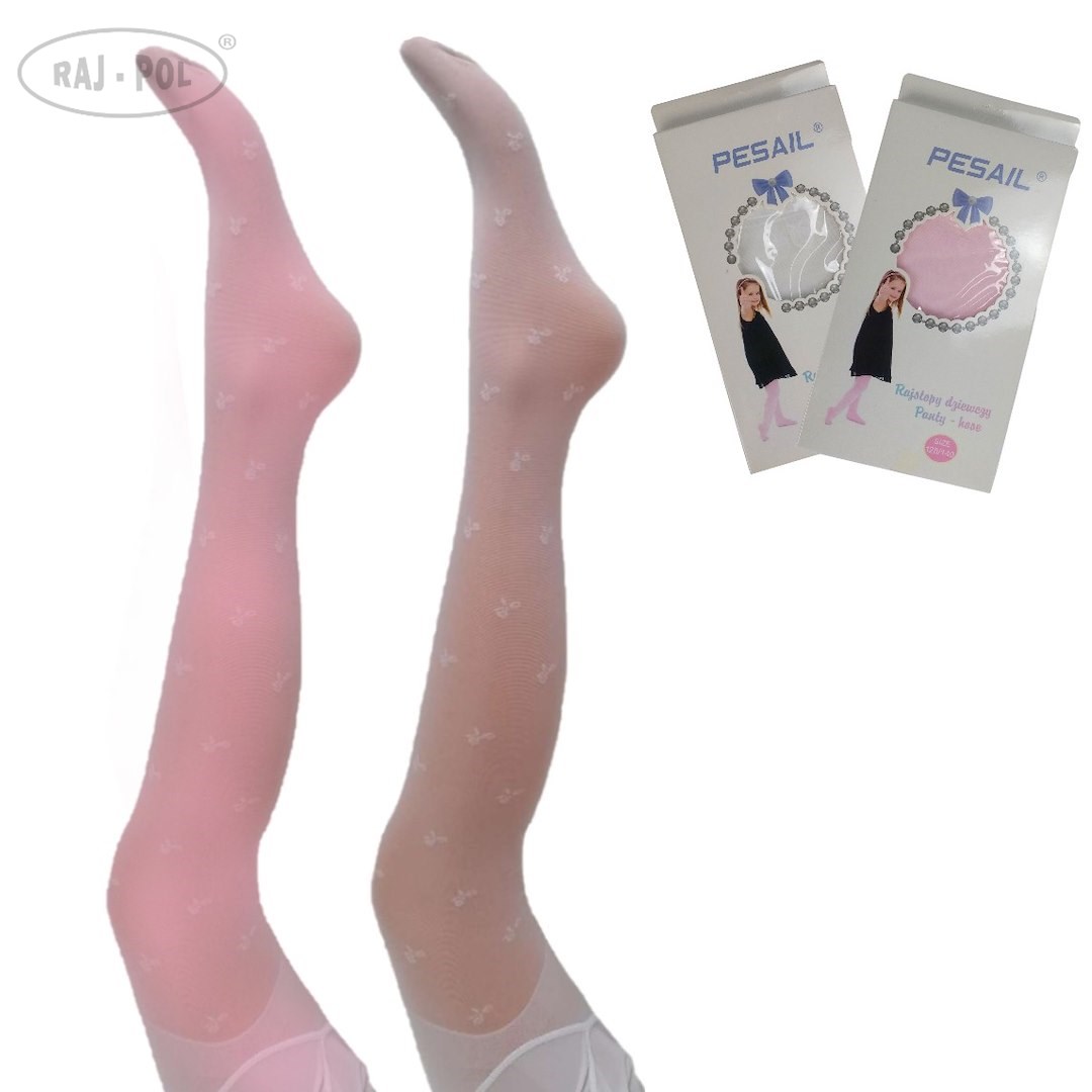 Rajstopy dziewczęce białe i różowe