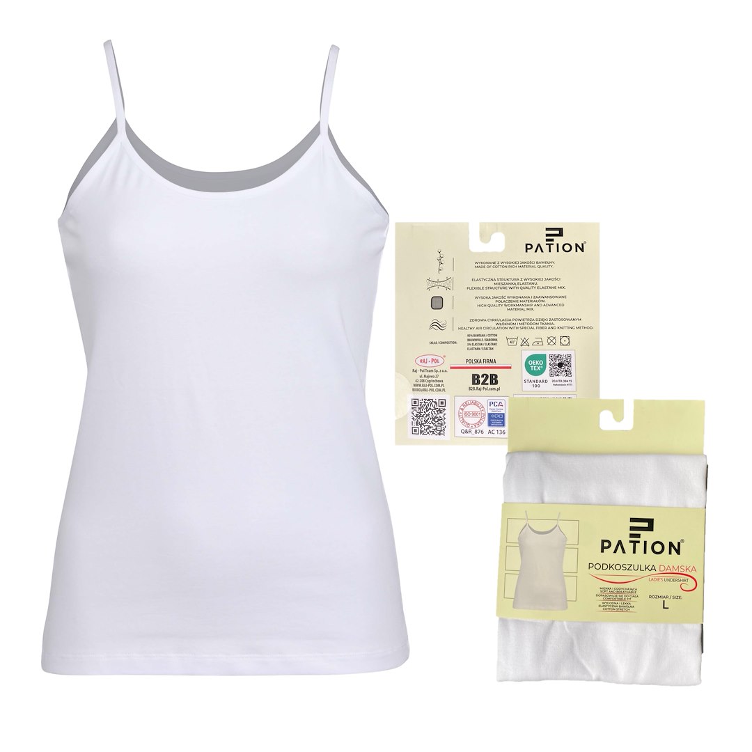 Koszulka damska na wąskim ramiączku biała