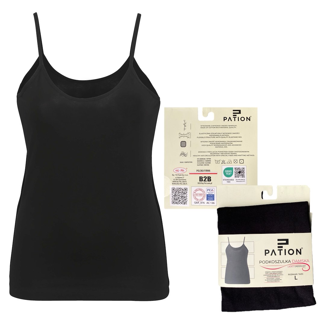 Koszulka damska na wąskim ramiączku czarna