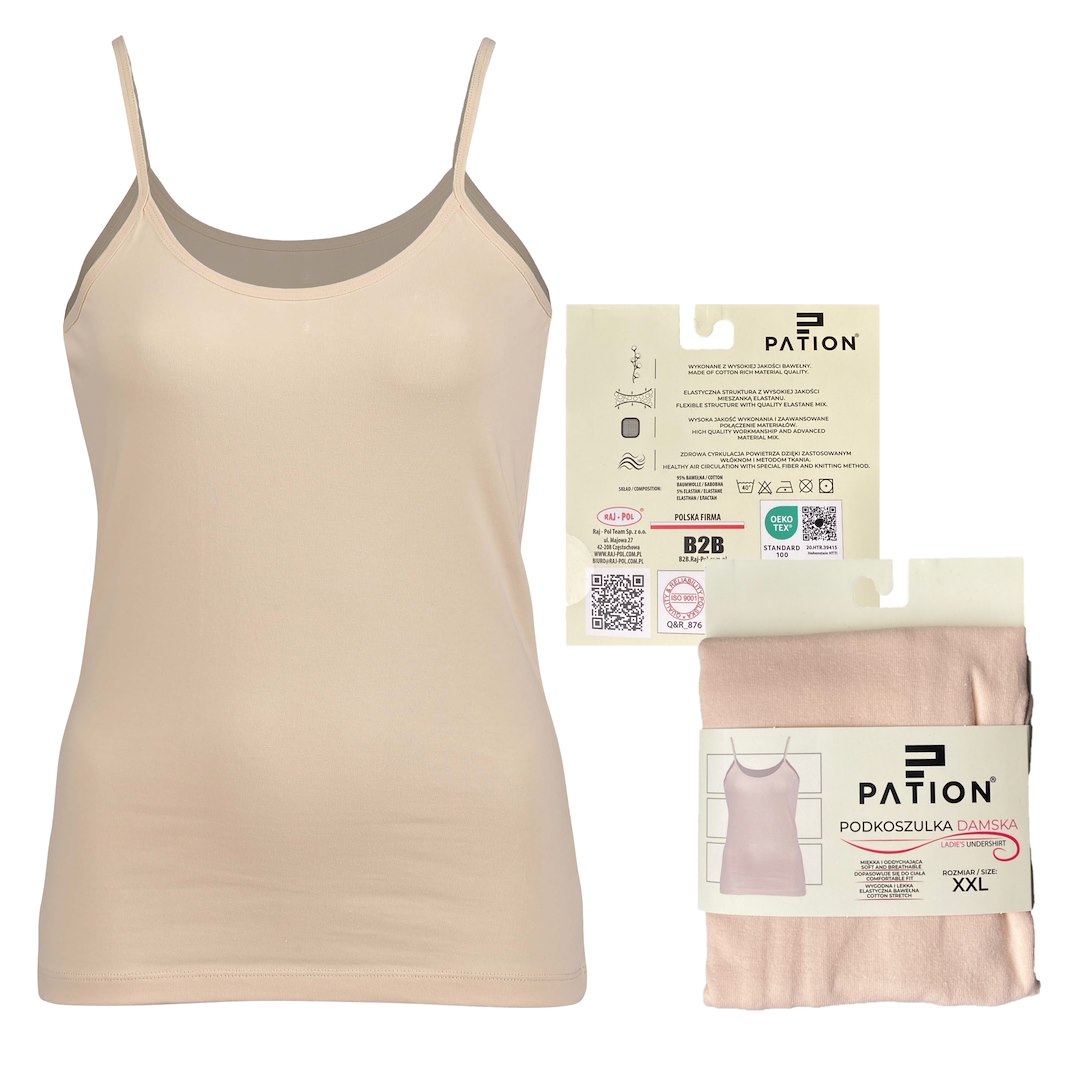 Koszulka damska na wąskim ramiączku beżowa