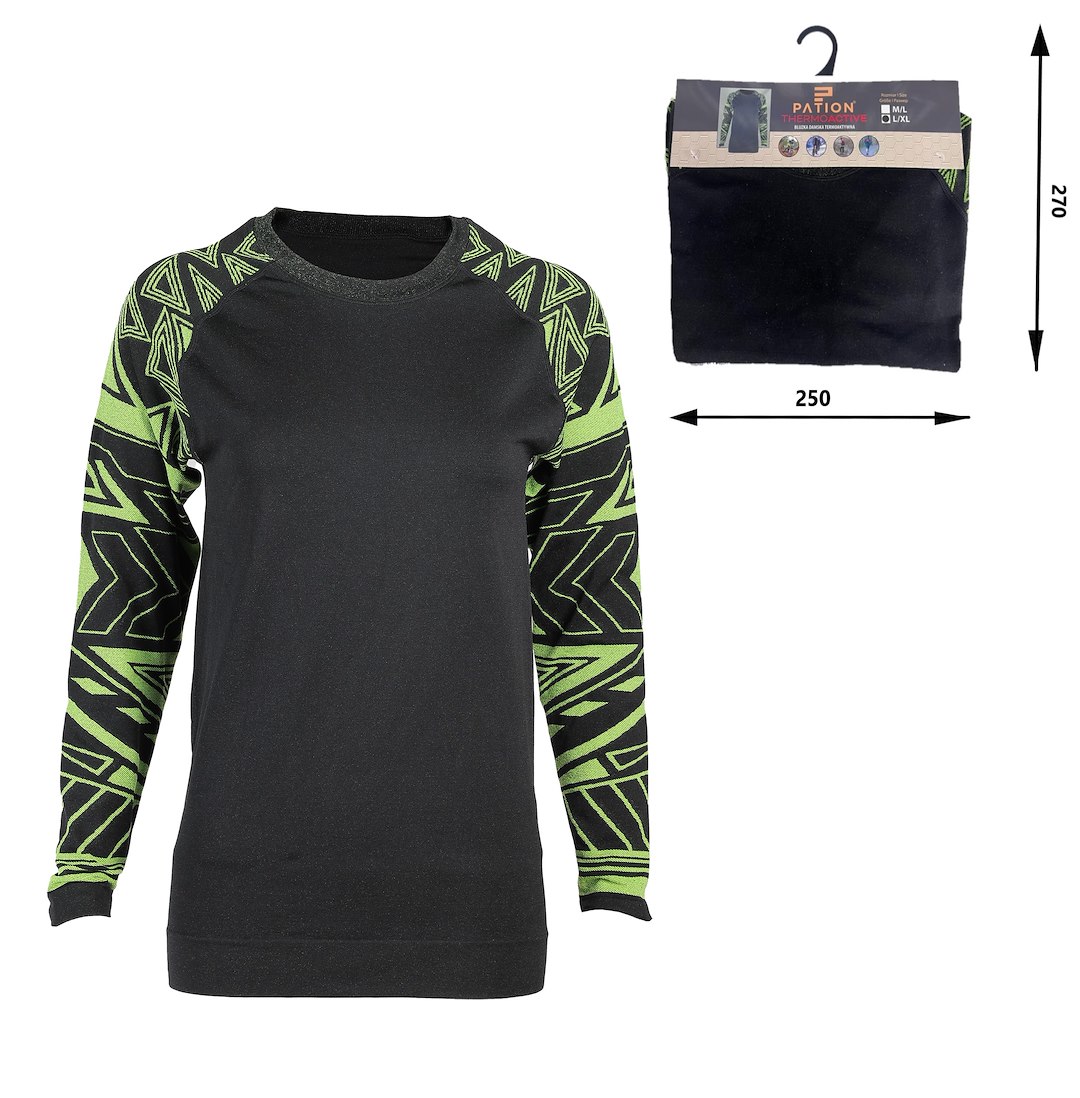 Bielizna thermo bluzka damska czarno zielona