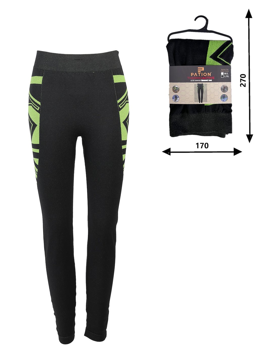 Bielizna thermo getry damskie czarno- zielone