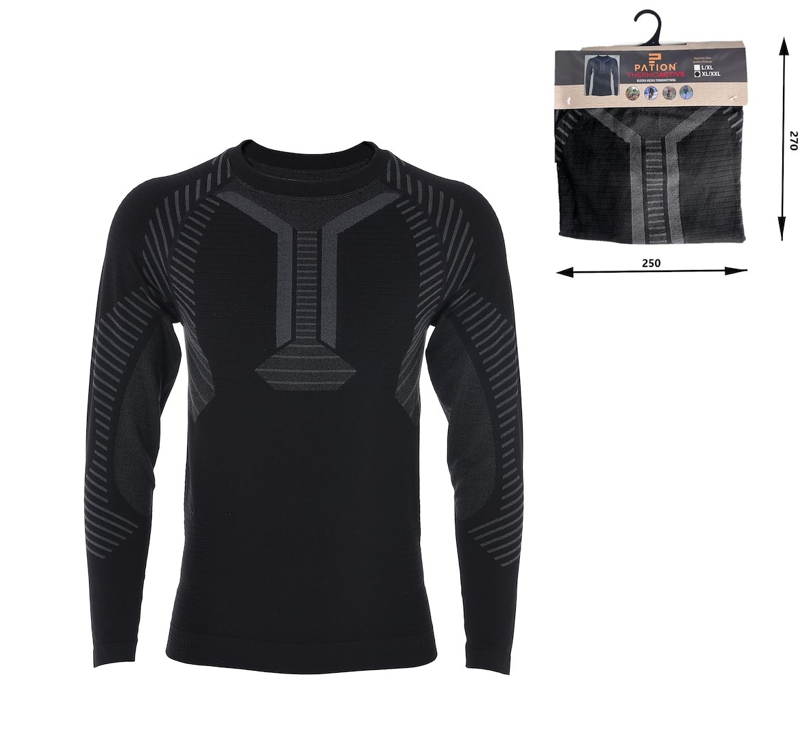 Bielizna thermo bluzka męska  czarno  szara