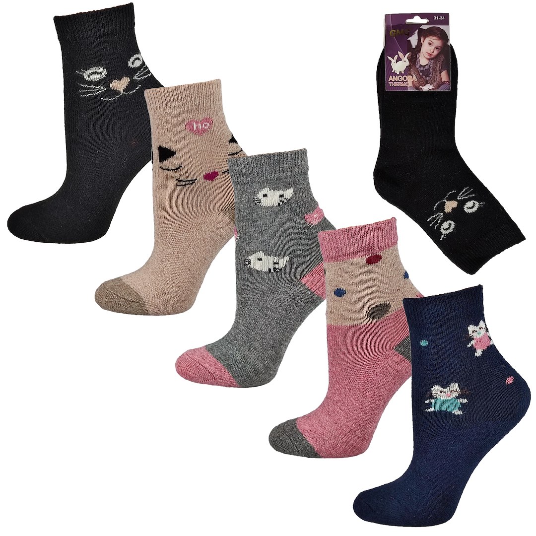 Skarpety dziewczęce angora thermo 8896