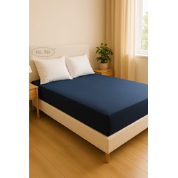 Prześcieradło typu satyna kolor granatowyi 160x200