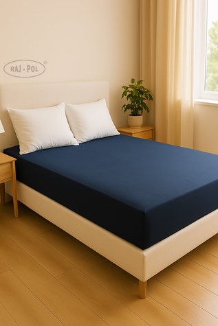 Prześcieradło typu satyna kolor granatowyi 160x200