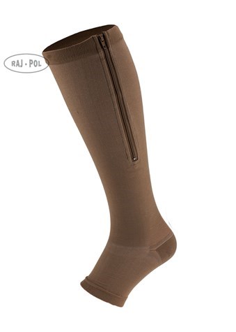 Przeciwżylakowe Z Zamkiem 2 Stopień -Ciemny BeżXXL