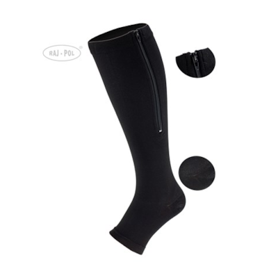 Przeciwżylakowe Z Zamkiem 3 Stopień - Czarny XXL