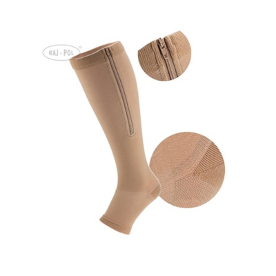Przeciwżylakowe Z Zamkiem 3 Stopień -Jasny Beż XXL