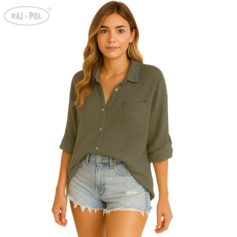 KOSZULA MUŚLIN LOREIN OLIWKOWA