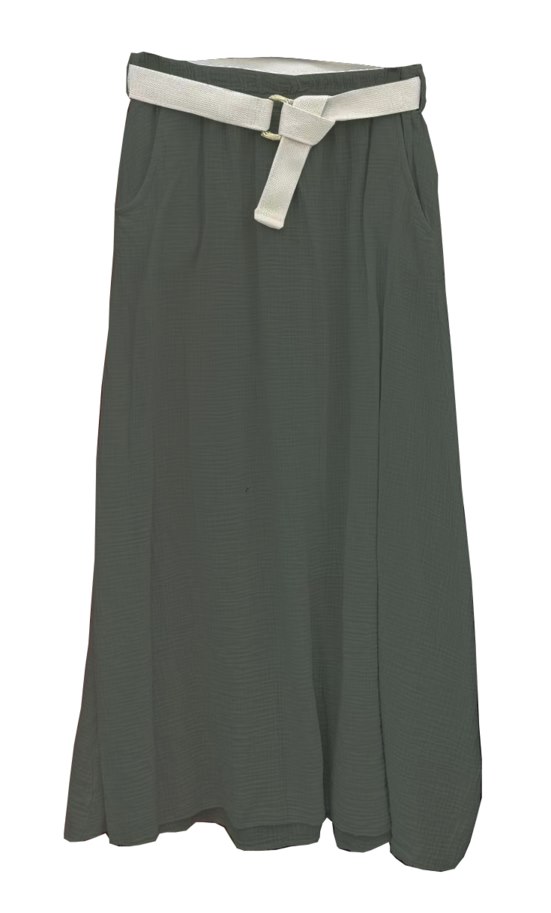 SPÓDNICA MUŚLIN FIESTA OLIWKOWA