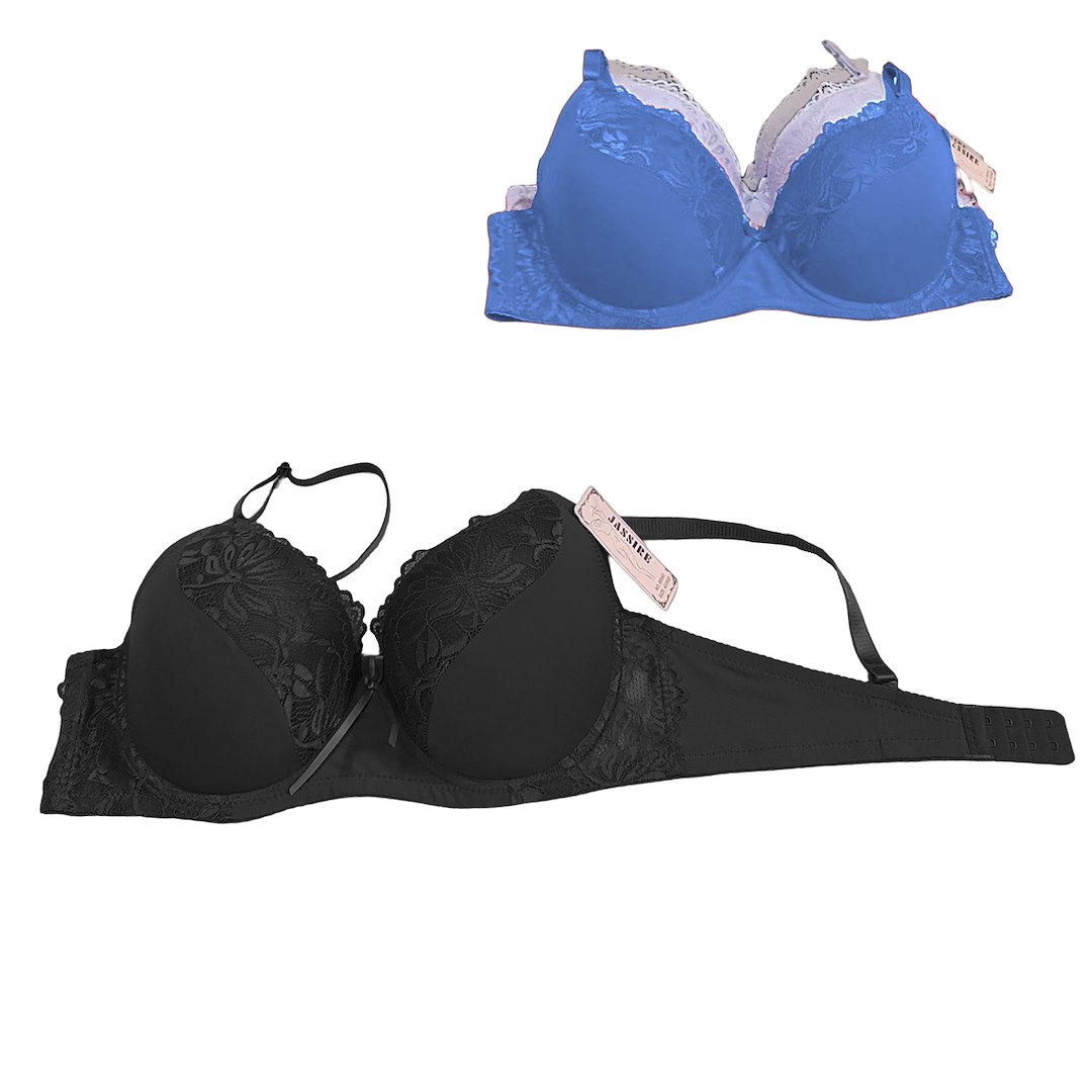 Biustonosz półkoronkowy czarny miseczka D