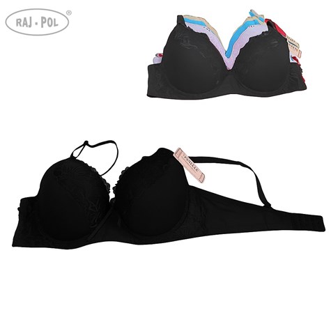 Biustonosz półkoronkowy czarny miseczka D