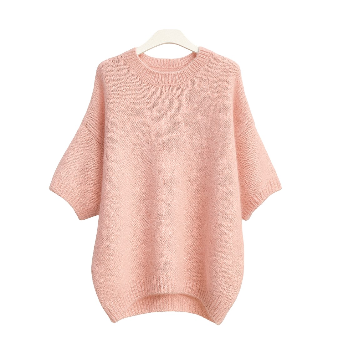 Sweter damski krótki rękaw HABIBI RÓŻ