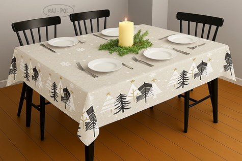 OBRUS DEKORACYJNY SNOWELLE ŚNIEŻYNKI 130x180cm