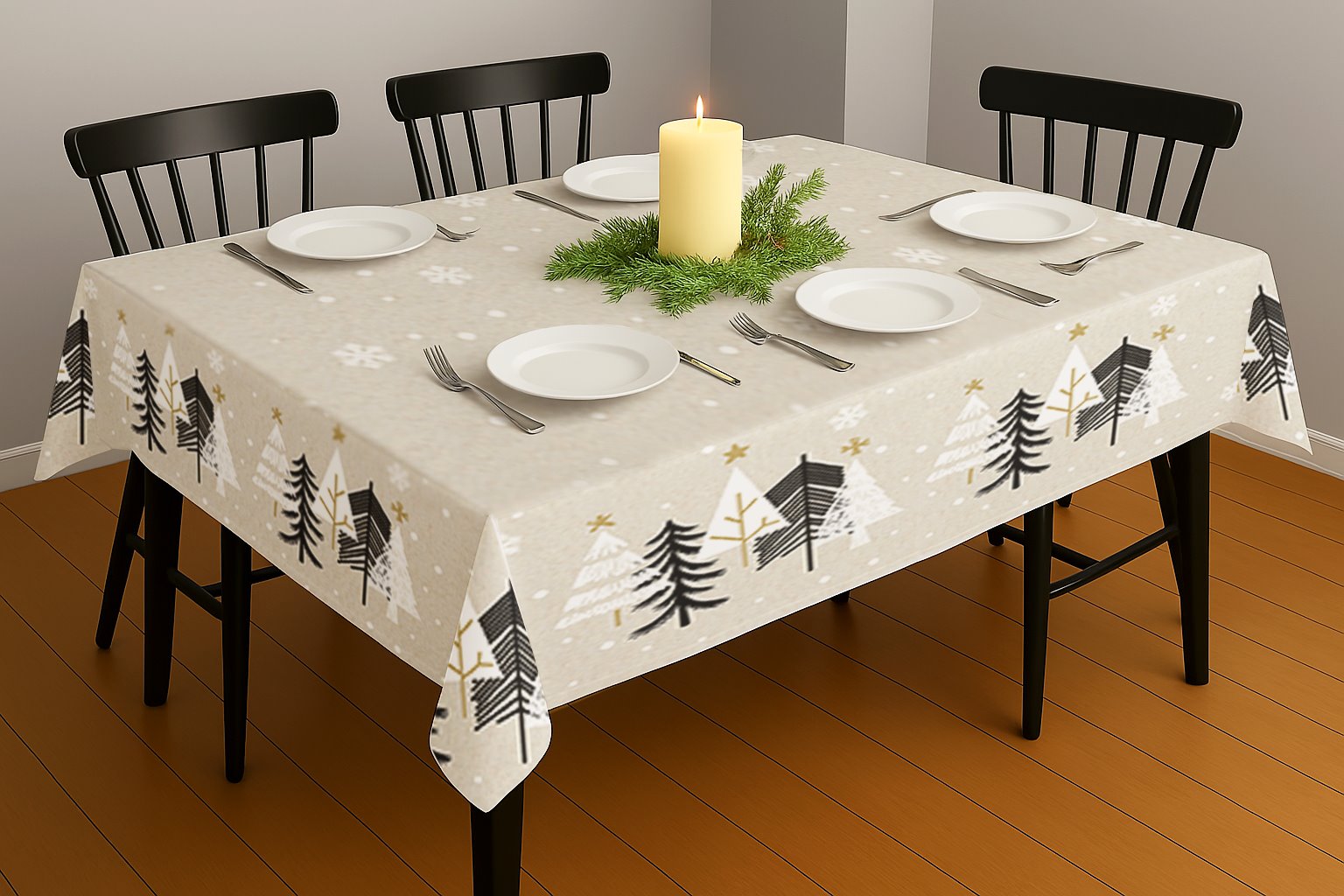 OBRUS DEKORACYJNY SNOWELLE ŚNIEŻYNKI 145x220cm