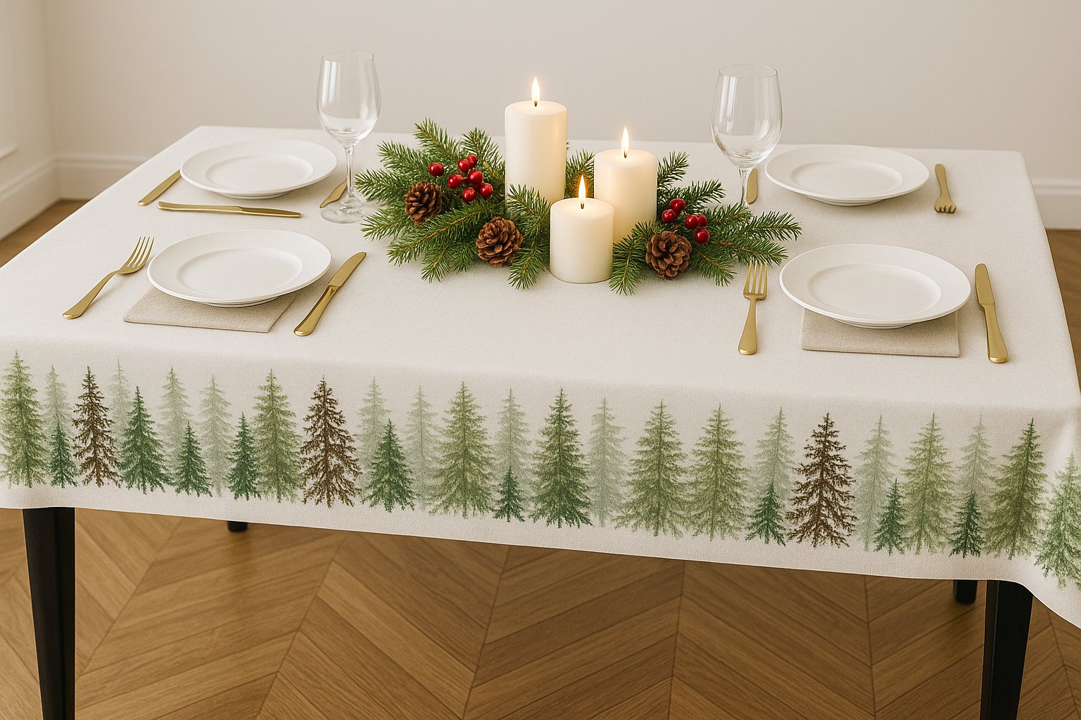 OBRUS DEKORACYJNY SNOWELLE ZIMOWY LAS 110X160CM