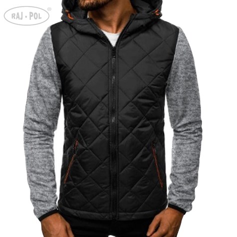 Bluza z kapturem na zamek szaro czarna XXXL