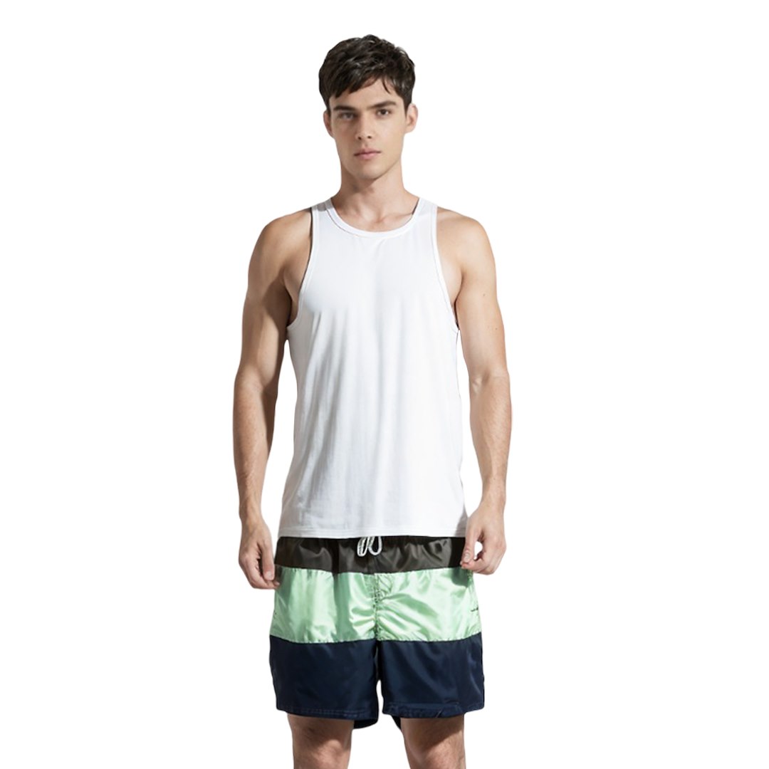 Kąpielówki męskie paski szary/turkus/granat, L