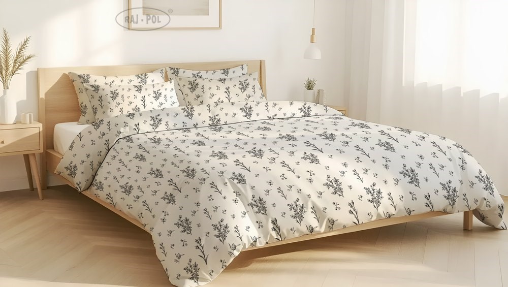 Pościel z mikrofiby FLORE NAVY BLUE 200x220