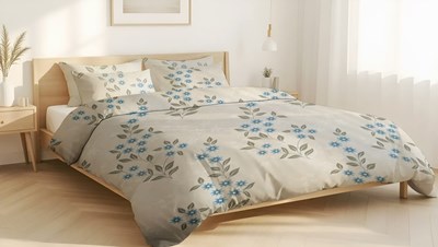 Pościel z mikrofiby FLORE  BLUE 160x200 2X 80x70