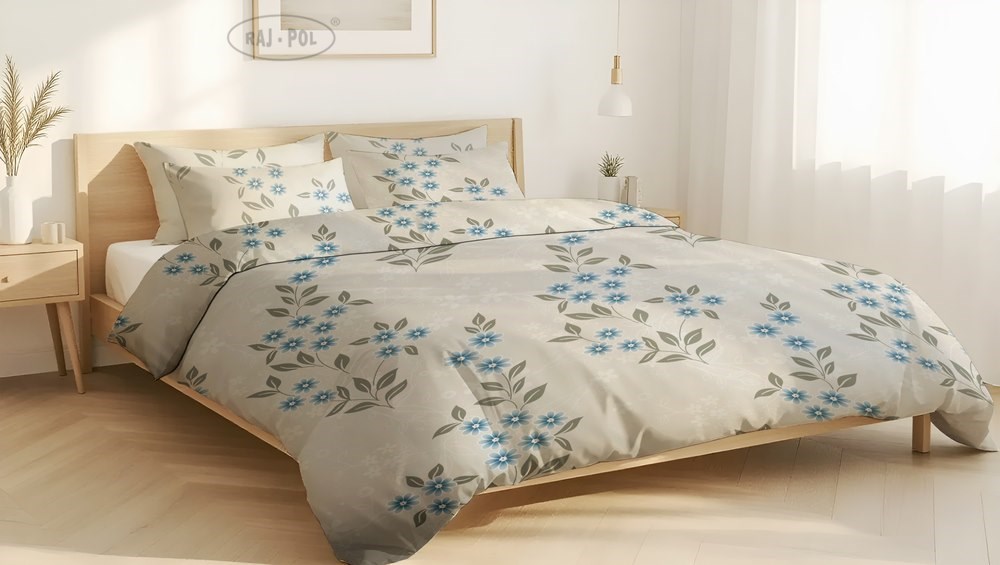 Pościel z mikrofiby FLORE  BLUE 160x200 2X 80x70