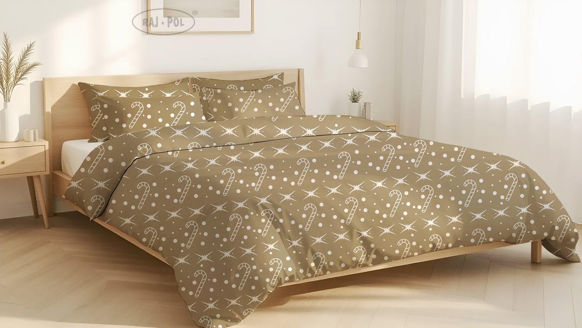 Pościel z mikrofibry NOEL BEIGE 160x200 2x 80x70