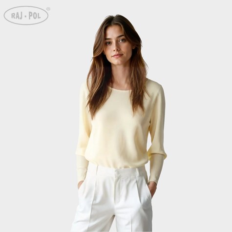 Sweter damski długi rękaw Cloudy kolor żółty