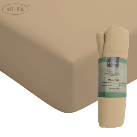 PRZEŚCIERADŁO Z GUMKĄ SIENNA BEŻ 160X200