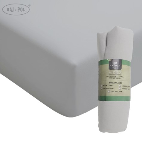 PRZEŚCIERADŁO Z GUMKĄ SIENNA SZARY 180X200
