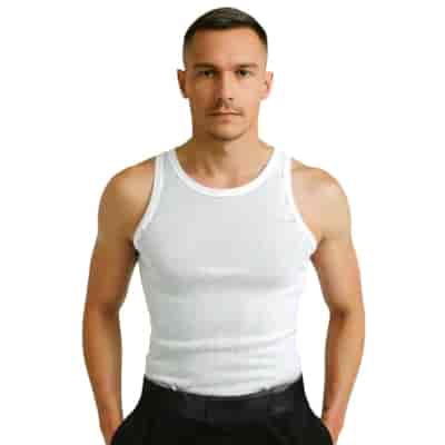 Podkoszulek męski biały prążek na ramiączku XL