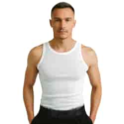 Podkoszulek męski biały prążek na ramiączku XXL