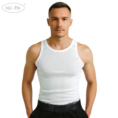 Podkoszulek męski biały prążek na ramiączku 3XL