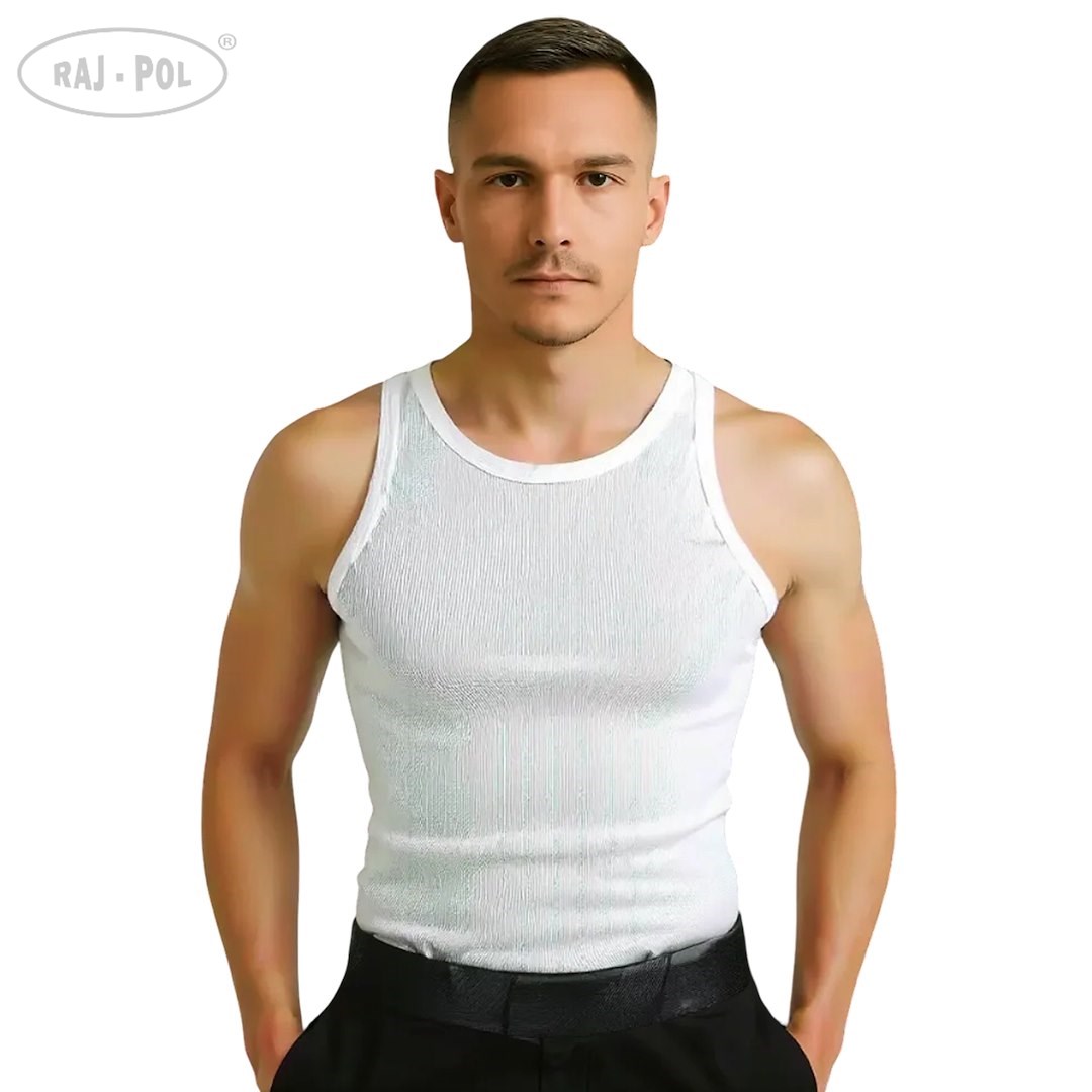 Podkoszulek męski biały prążek na ramiączku 3XL