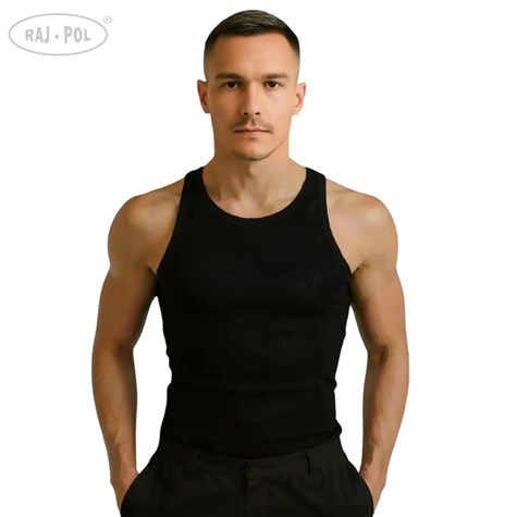 Podkoszulek męski czarny prążek na ramiączku 2XL