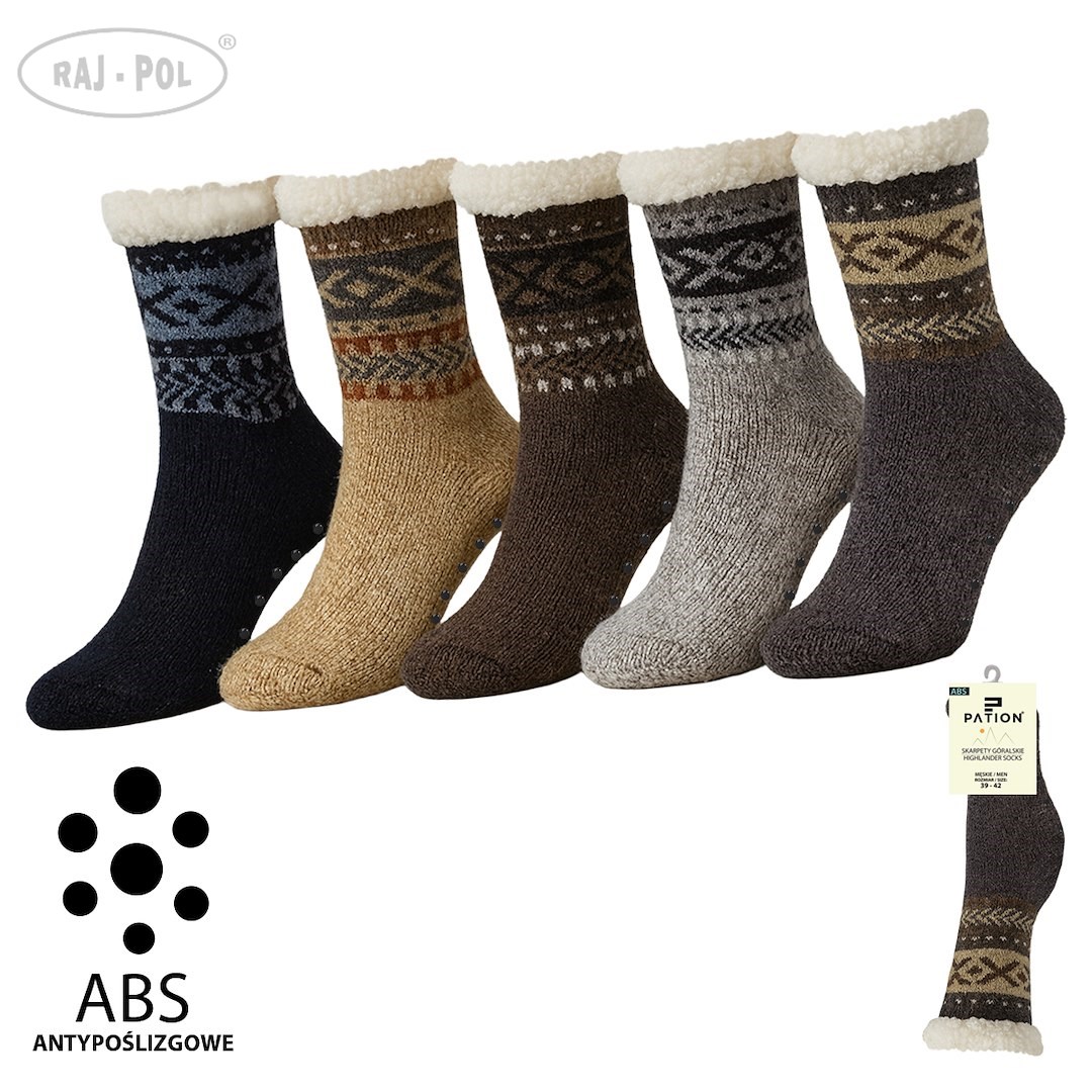 SKARPETY GÓRALSKIE MĘSKIE Z ABS  39-42/ 43-46