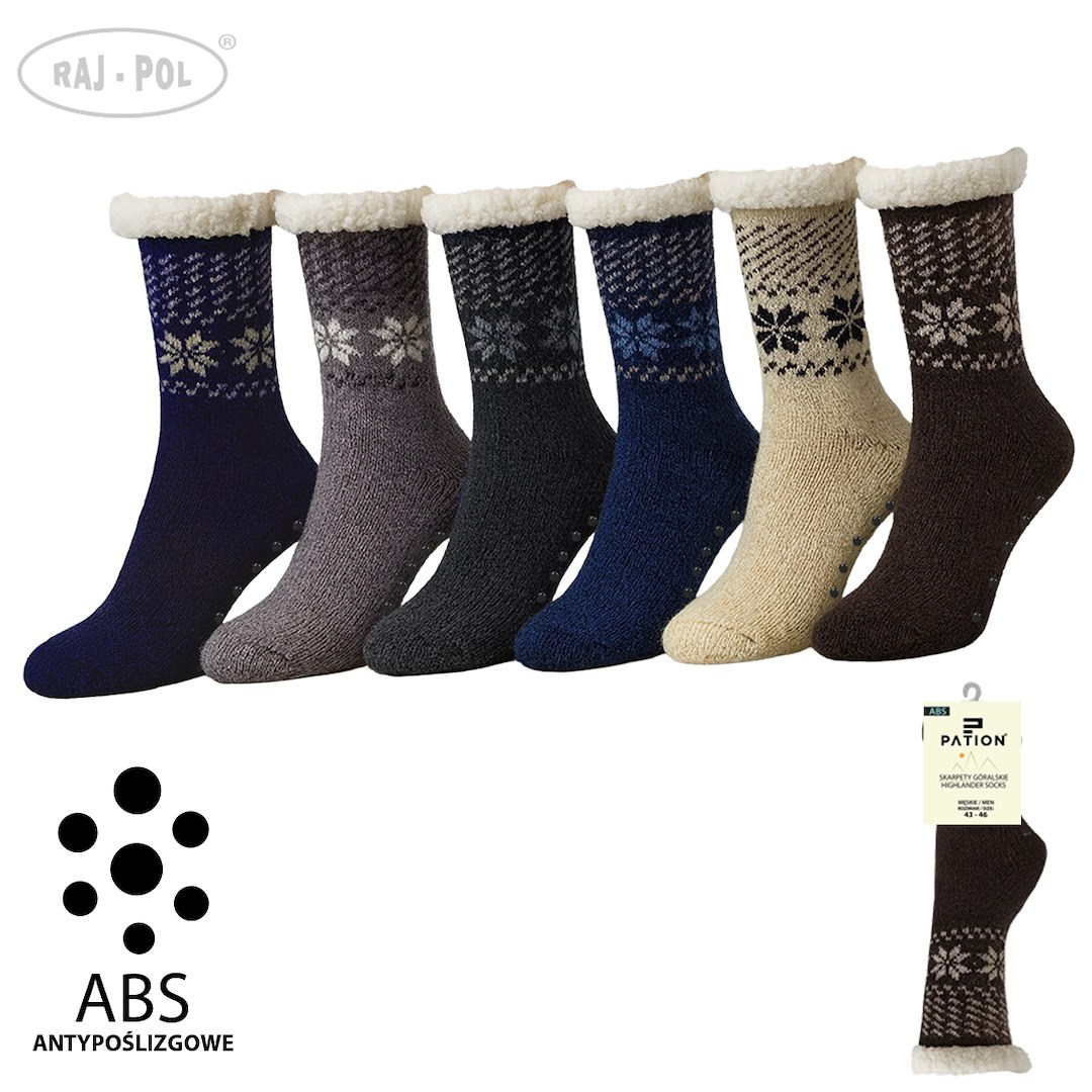 SKARPETY GÓRALSKIE MĘSKIE Z ABS  39-42/ 43-46