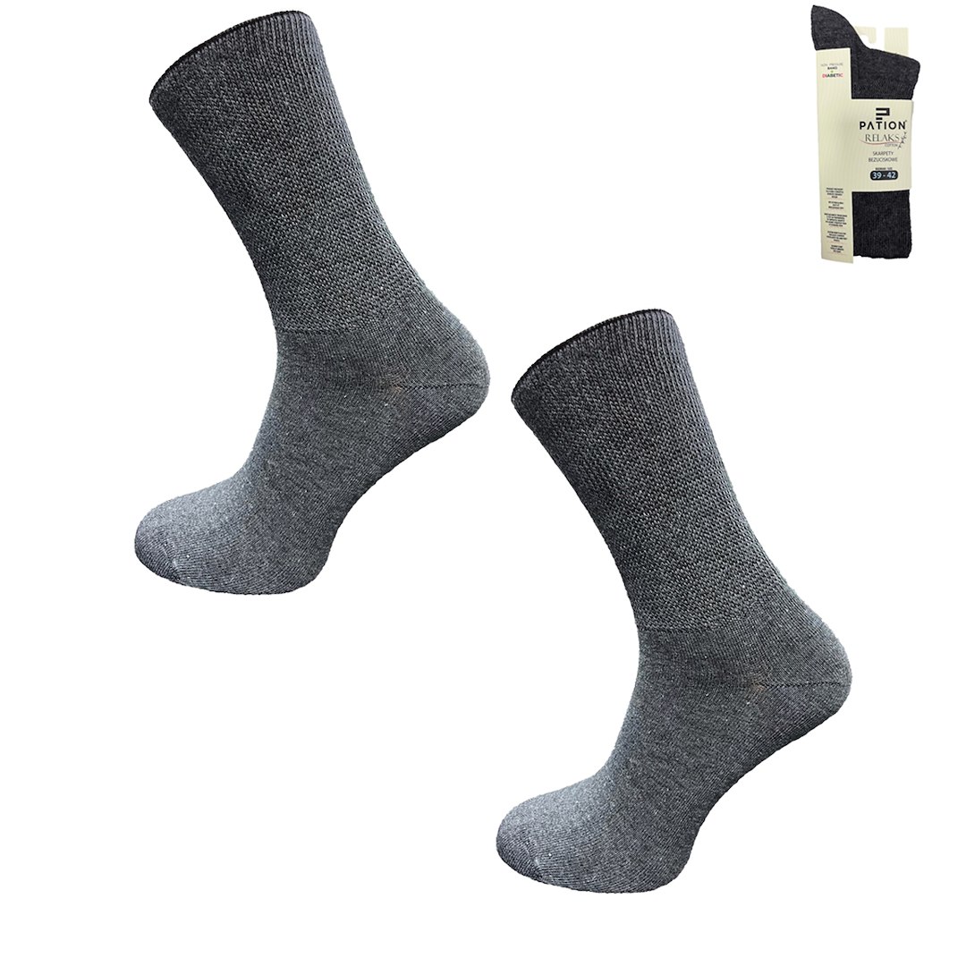 SKARPETY BEZUCISKOWE BAWEŁNIANE RELAX GRAFIT 43-46