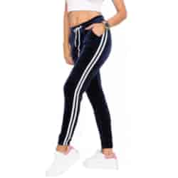 Spodnie damskie welurowe dresowe z kieszeniami