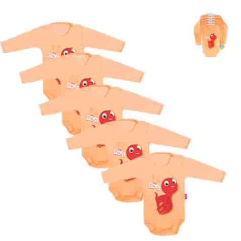 Body niemowlęce Salmon Lola z długim rękawem