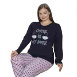 Piżama damska  Coffe is my lover  PATION Plus size
