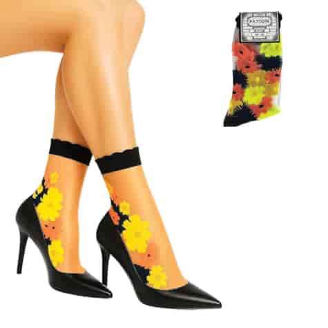 Skarpety stylowe rajstopowe kwiaty ciemne