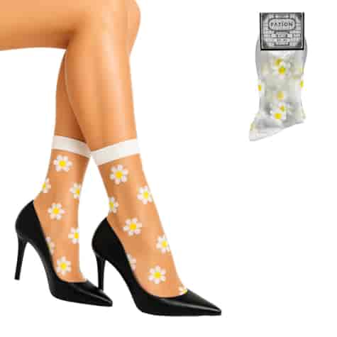 Skarpety stylowe rajstopowe stokrotki