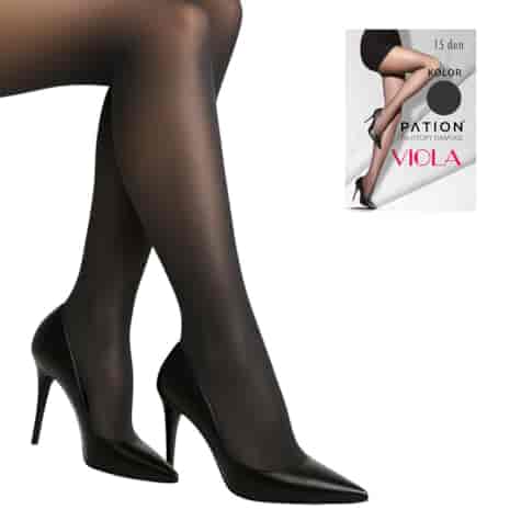Rajstopy PATION Elastan 15 den Viola - Grafit 2
