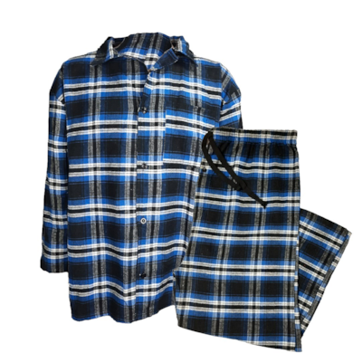 Piżama klasyczna flanelowa czarno-niebieska