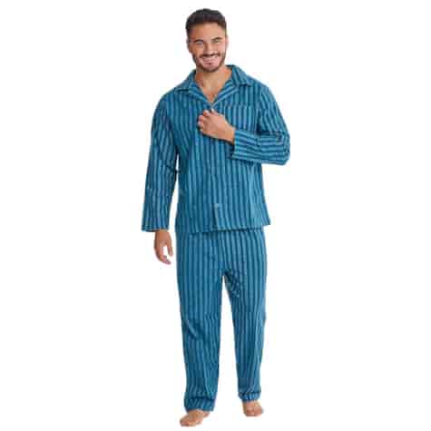 Piżama klasyczna flanelowa turkusowy